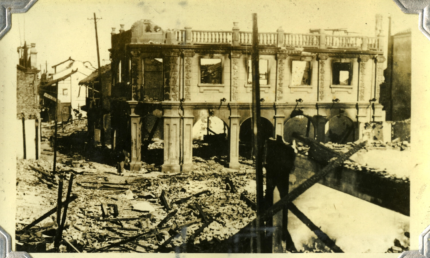 Ruins of a Neoclassical Building Amid Rubble-Strewn Street, Manila, Philippines, 1945