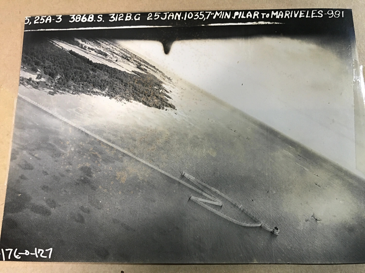 Aerial Photograph of Bataan Coastline Between Pilar and Mariveles, Philippines - 386th Bomb Squadron, 312th Bomb Group