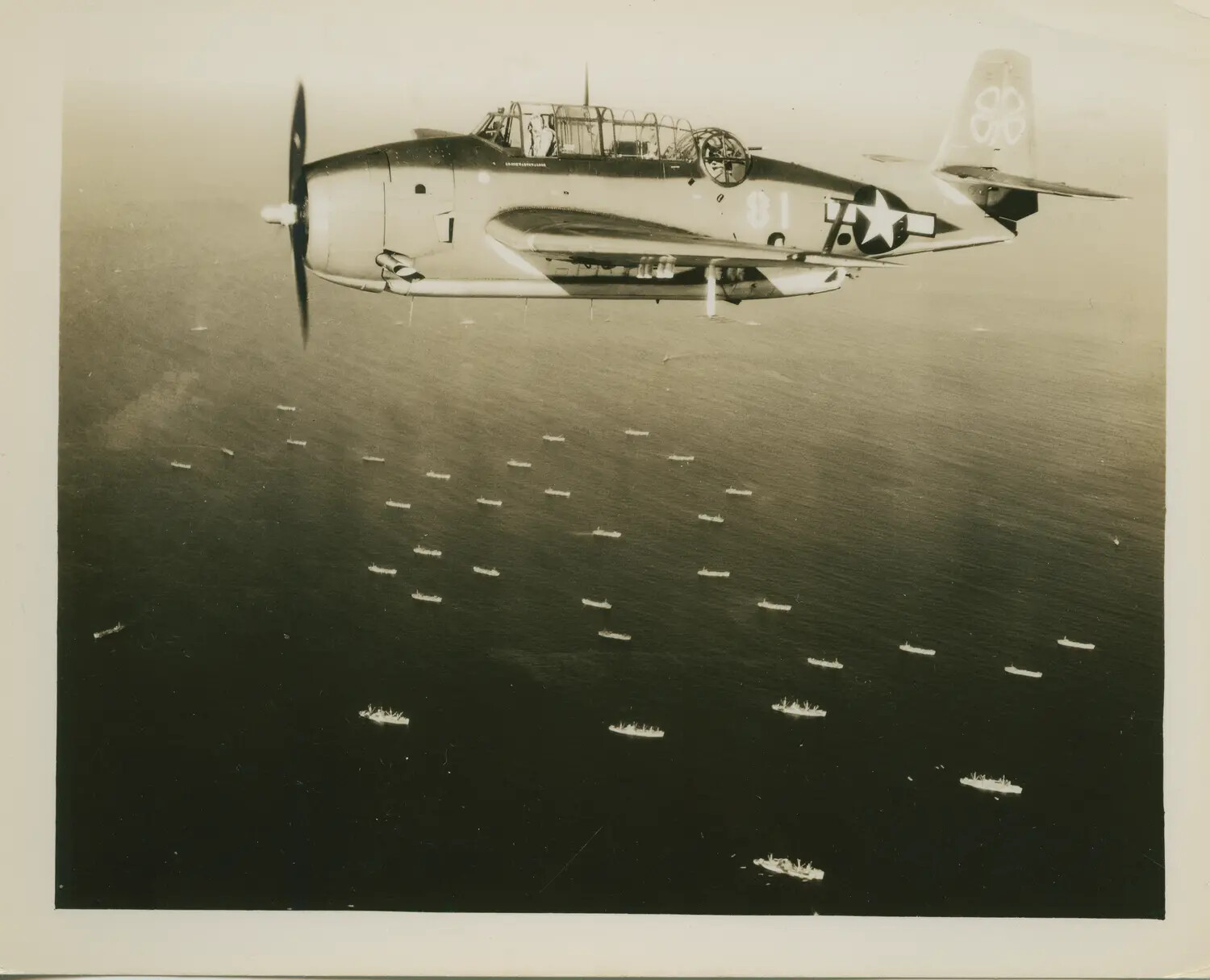 TBM Avenger Over Invasion Fleet, Pacific Theater