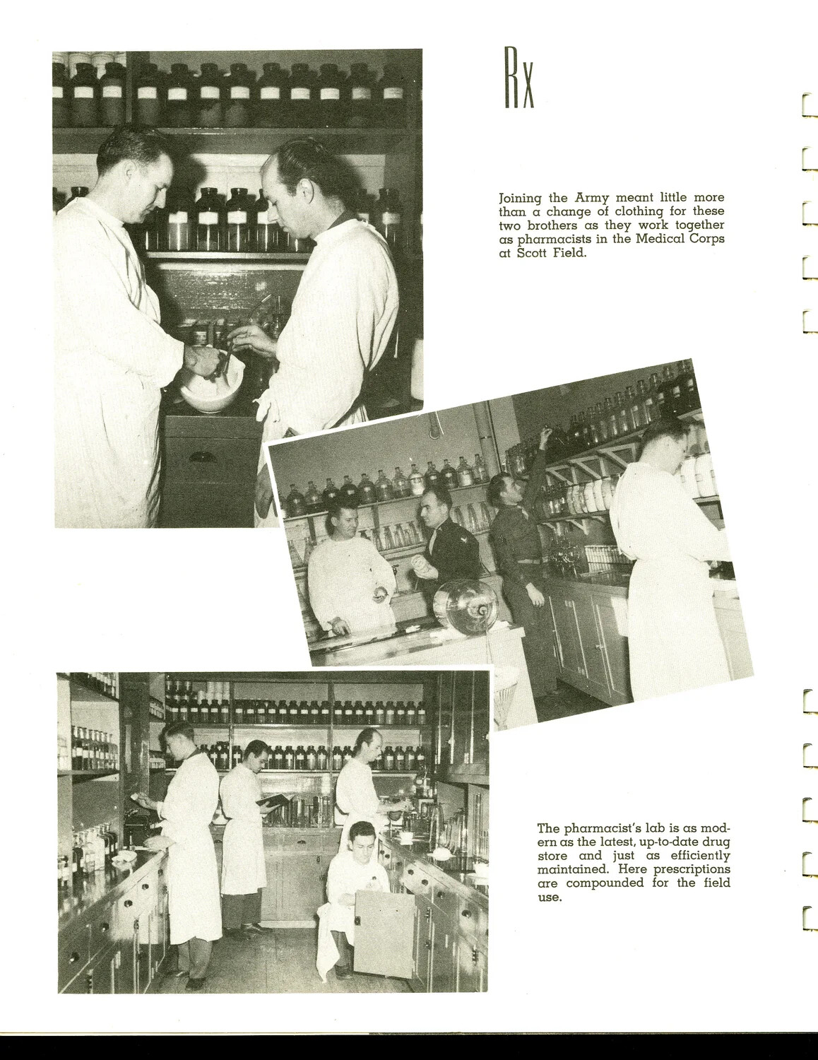 "Rx" – Pharmacy Training Page, Scott Field Yearbook Publication, U.S. Army Air Forces