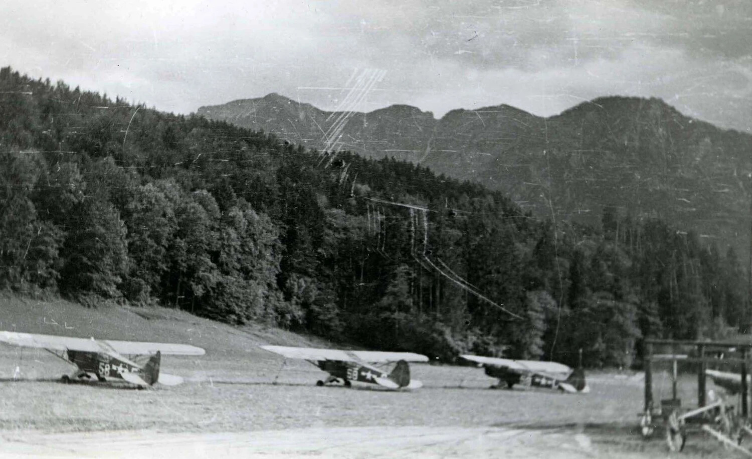 American L-4 Grasshopper Liaison Aircraft at Alpine Airfield, 101st Airborne Division, WWII