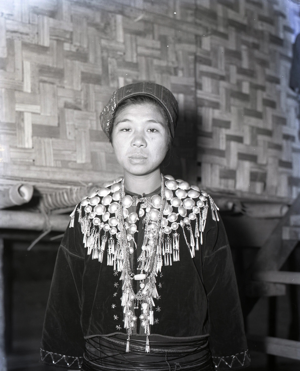 Portrait of a Karen Woman in Traditional Silver Ceremonial Dress, Burma — WWII Kotec China Burma Collection