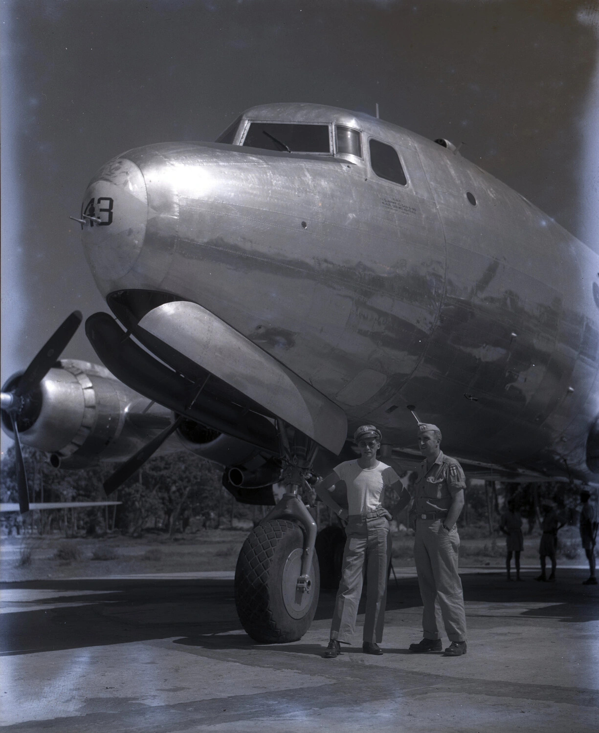 Curtiss C-46 Commando Transport with Ground Personnel, Myitkyina, Burma, WWII (Kotec CBI Collection)