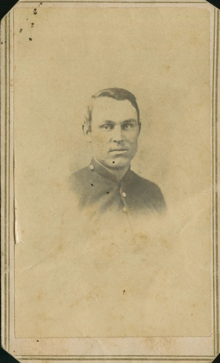 Vignette Carte de Visite Portrait of Young Man in Military Coat, Civil War Era