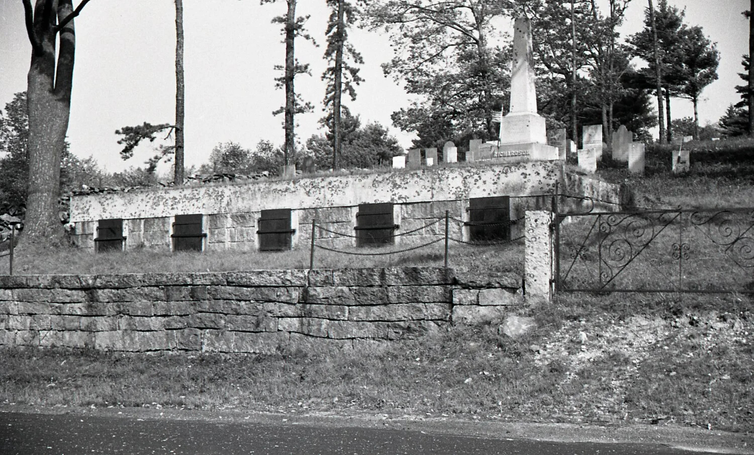 Richardson Family Obelisk and Stone Vault Wall, Historic Cemetery