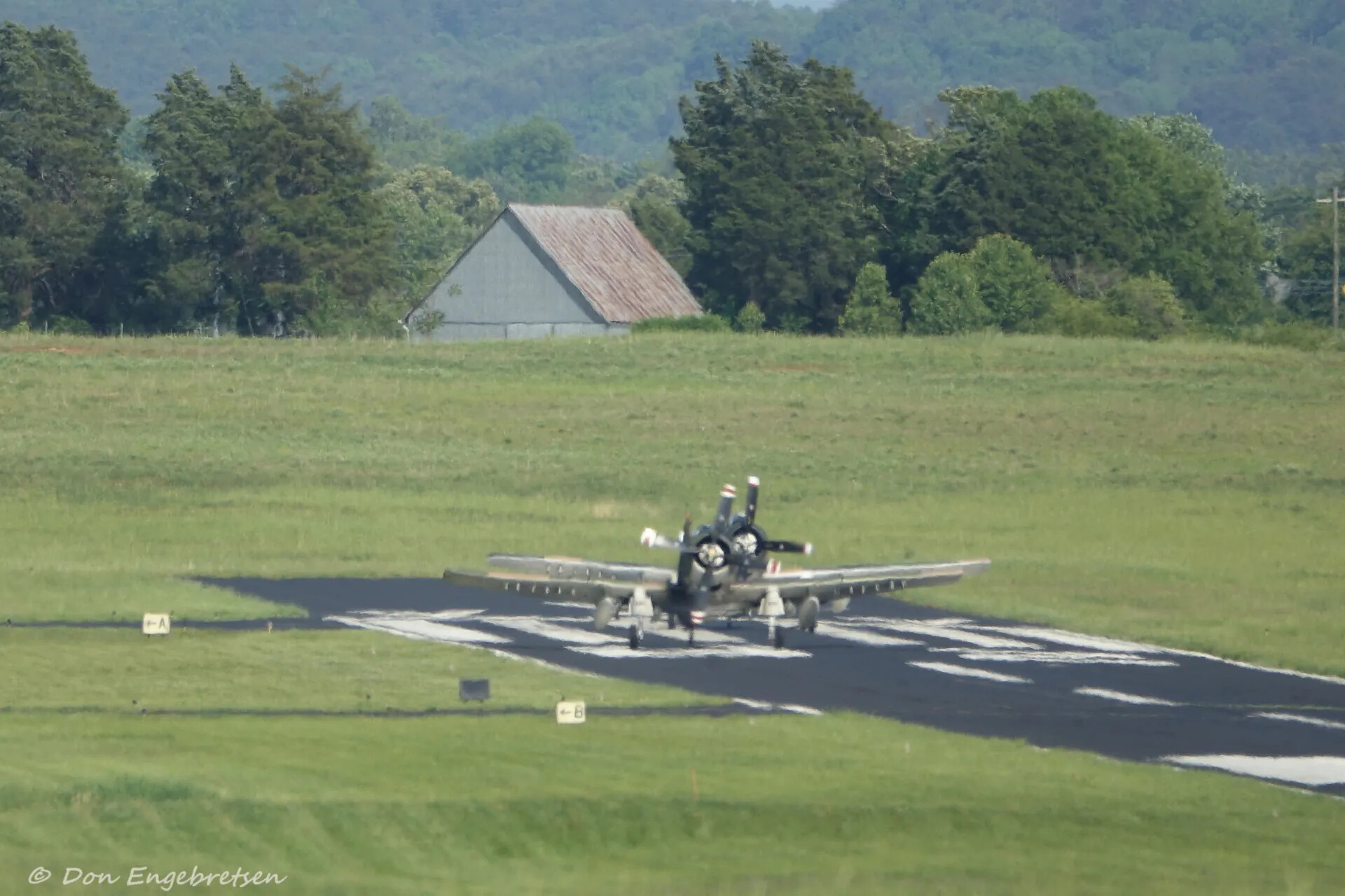 Pair of Douglas A-1 Skyraiders Taxiing at Rural Airfield, May 2019 Reunion Event