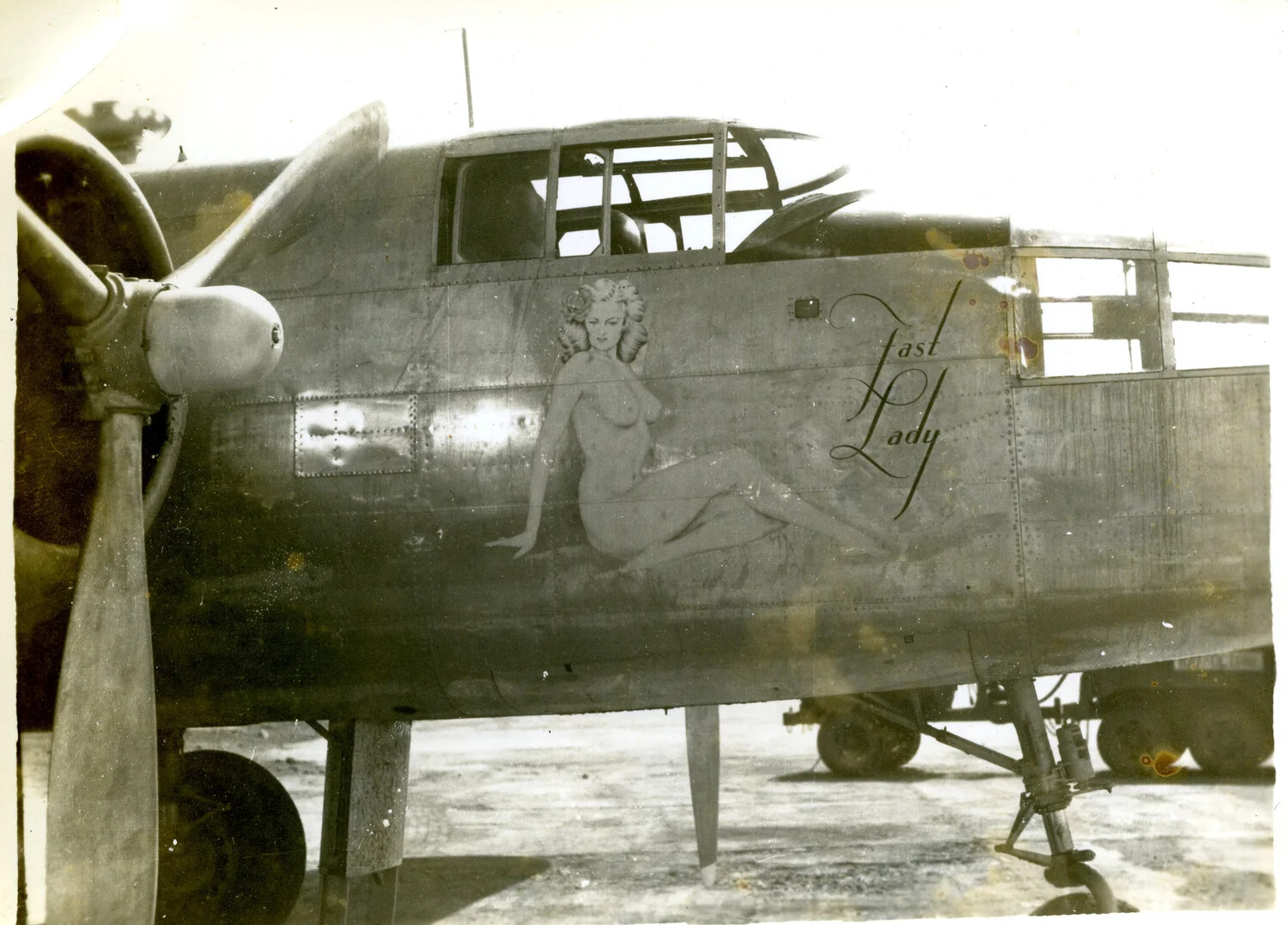Nose Art 'Fast Lady' on B-25 Mitchell Fuselage, Pacific Theater, WWII