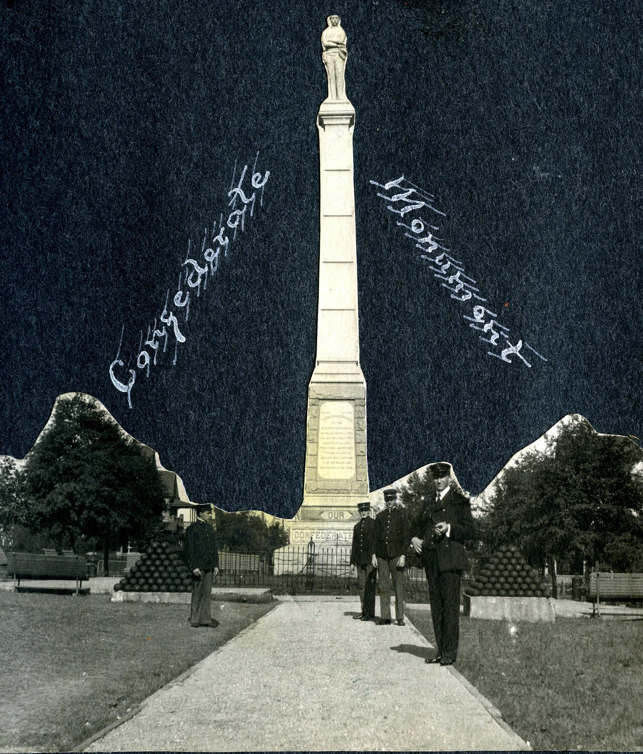 Sailors at the Confederate Monument, Pensacola, Florida (USS Columbia Album, c. 1900s)