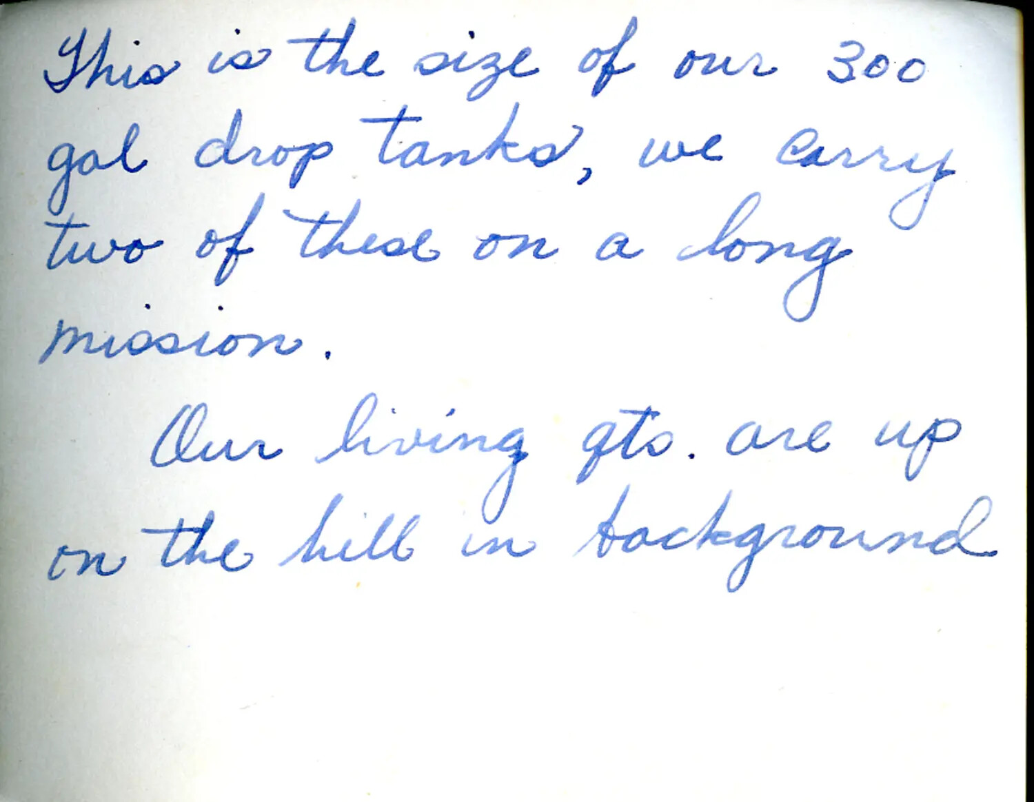 Handwritten Album Caption Describing 300-Gallon Drop Tanks, CBI Theater Photo Album