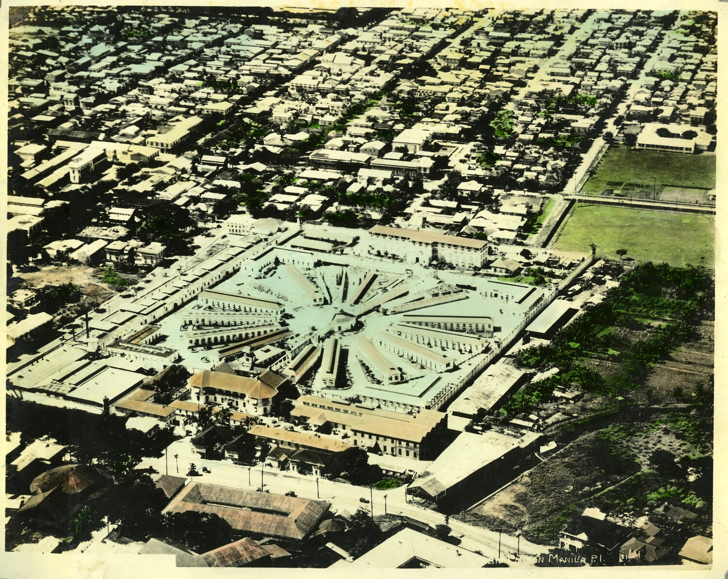 Aerial View of Old Bilibid Prison, Manila, Philippine Islands, Early-to-Mid 20th Century
