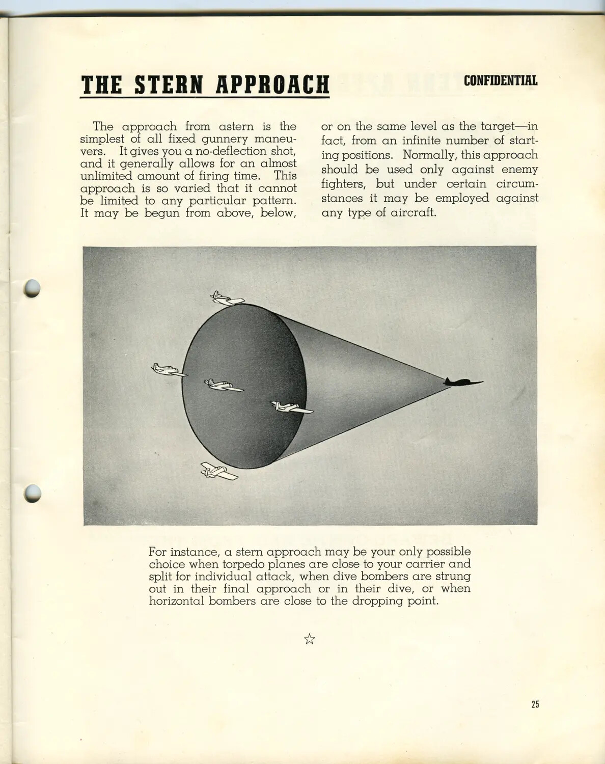 WWII Confidential Aerial Gunnery Training Manual Page 25 — "The Stern Approach"