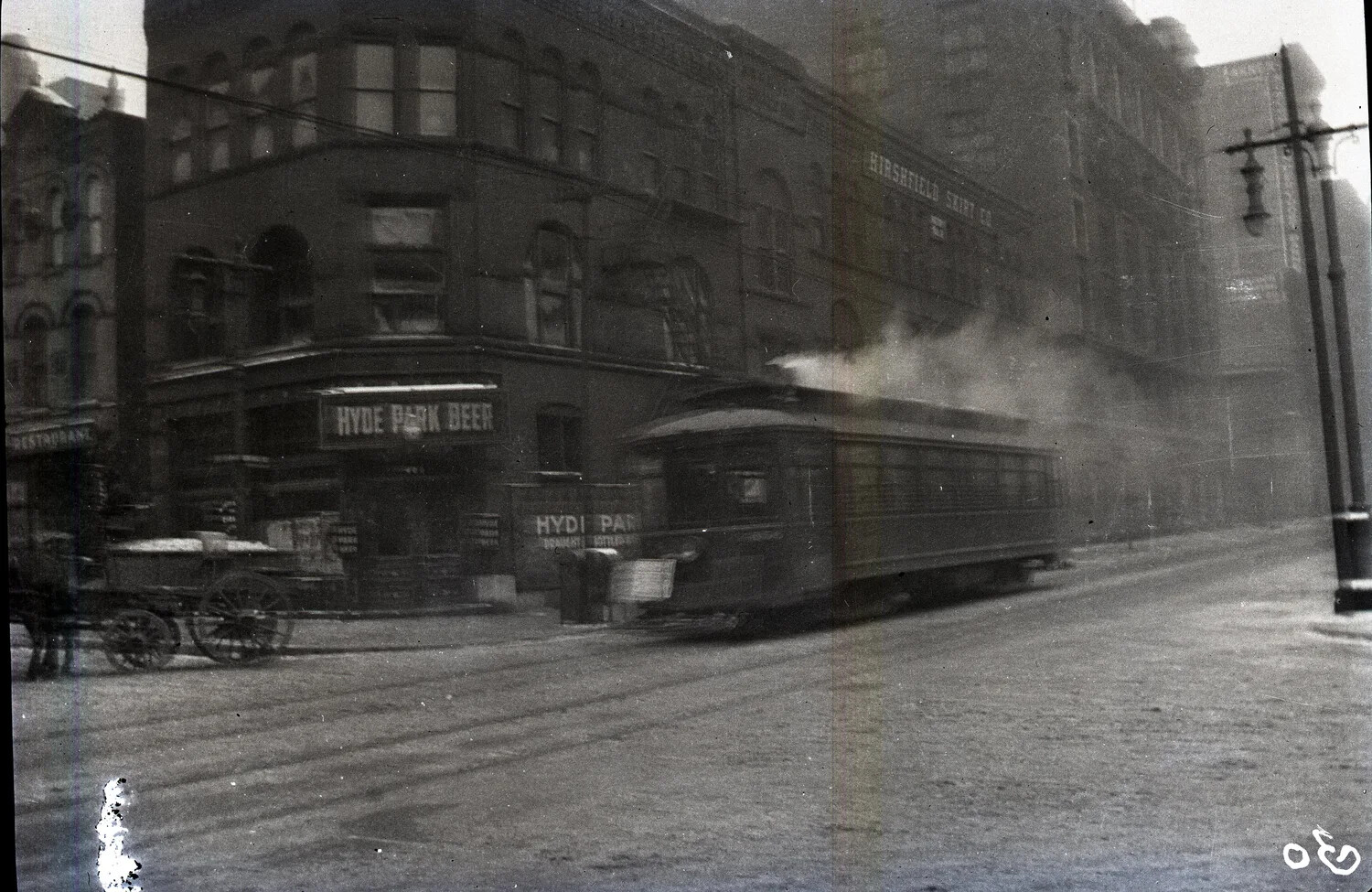 'LONDON' (Likely Mislabeled American City Street Scene with Streetcar), Early 20th Century