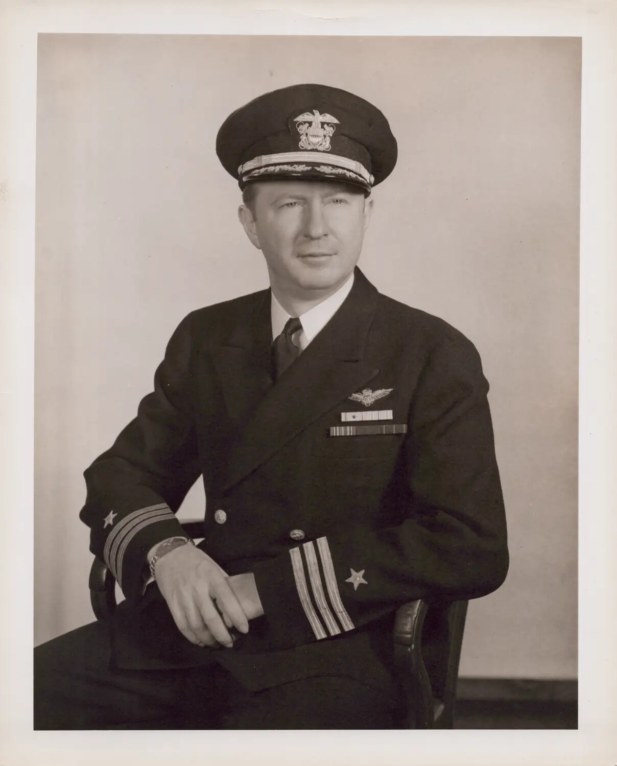 Formal Seated Portrait of a U.S. Navy Aviator Officer, WWII Era