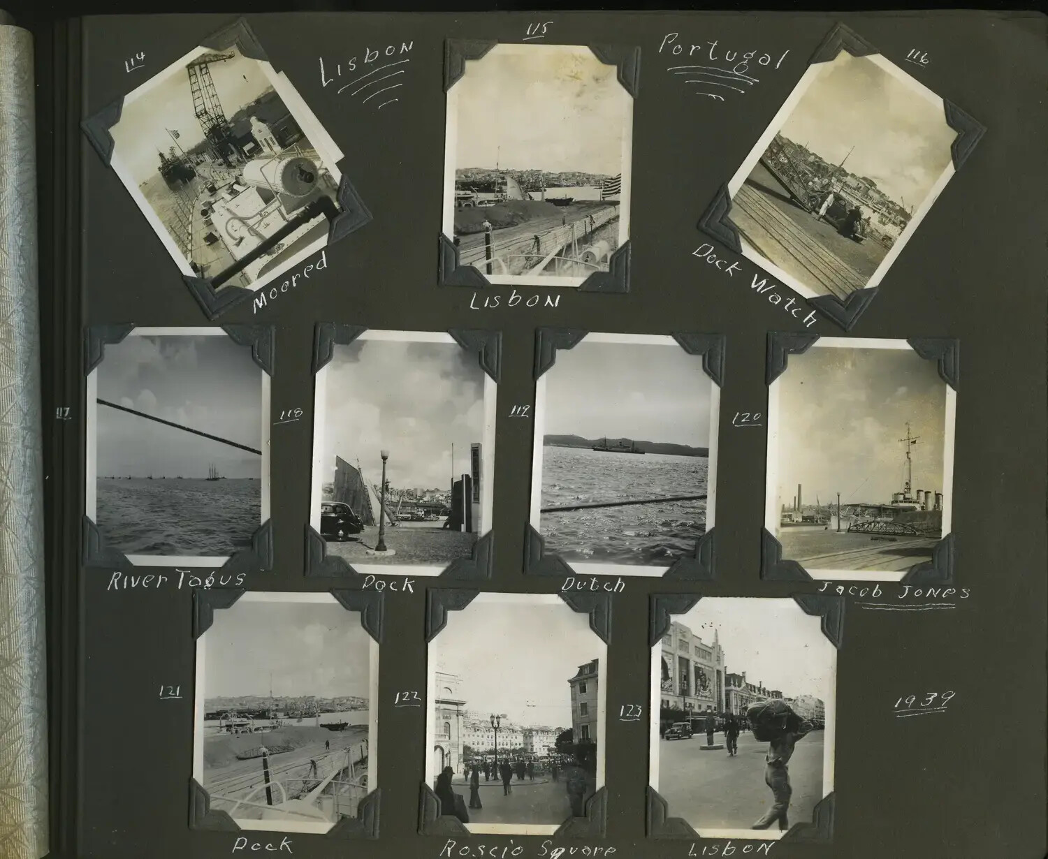 Scrapbook Page: Lisbon Harbor and City Views, Portugal, 1939 (Photographs 114-123)
