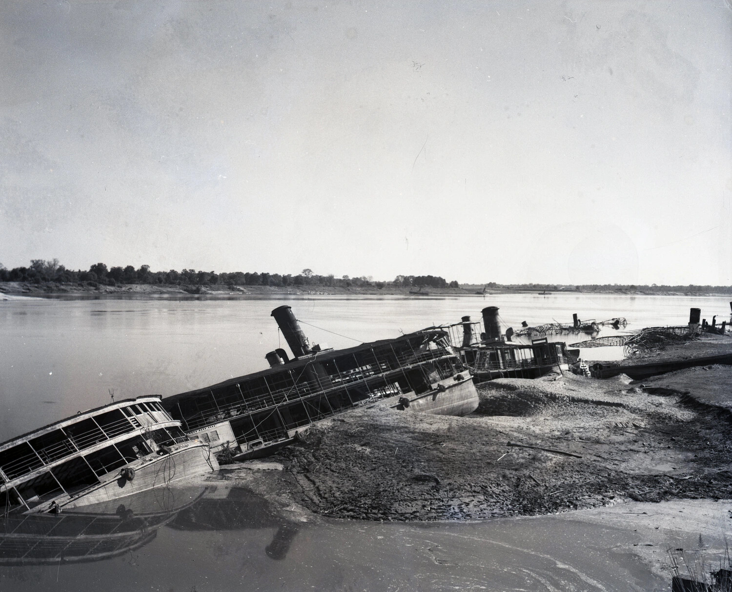 Wrecked River Steamers on the Irrawaddy, Katha Area, Burma — WWII CBI Theater