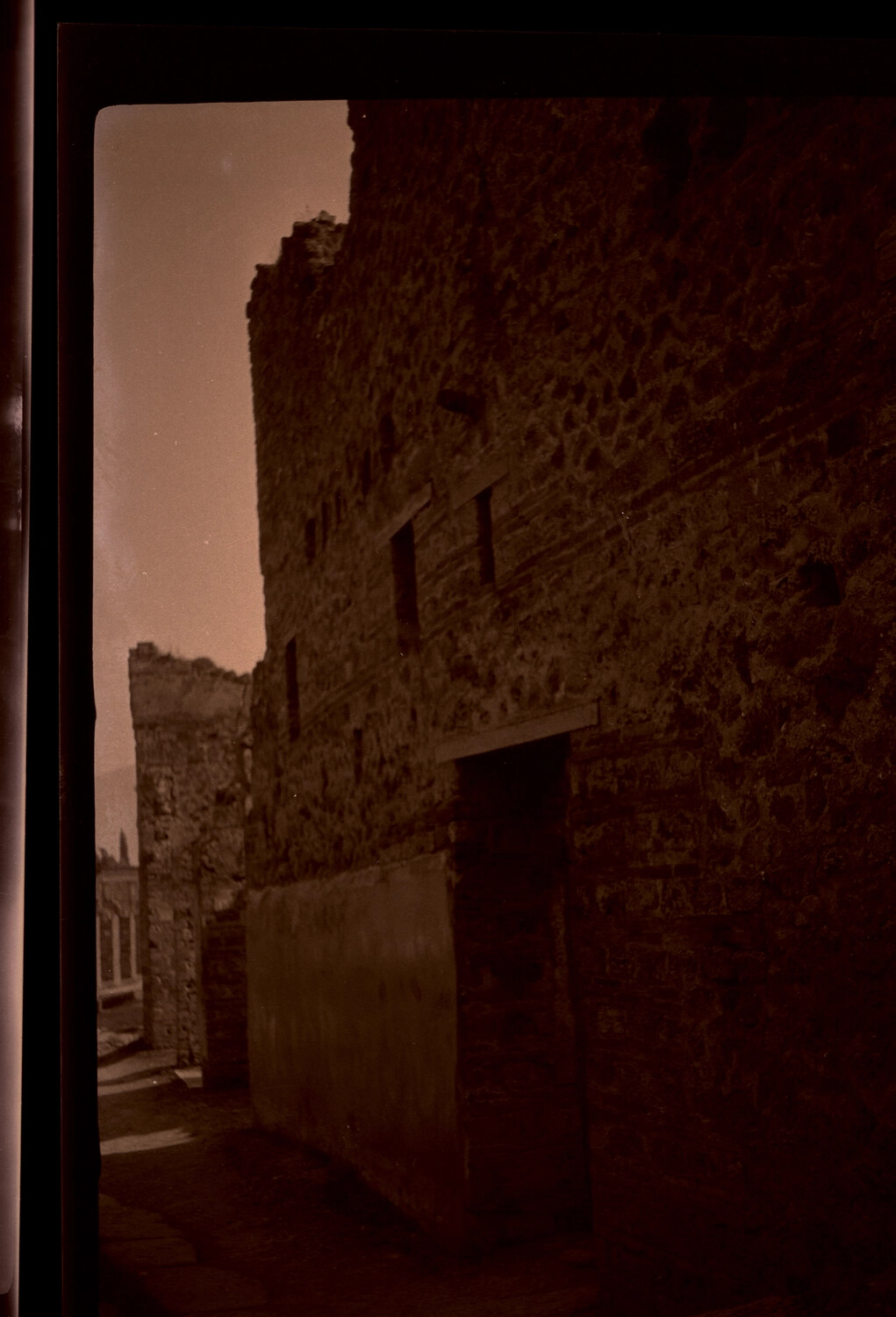 Ancient Stone Ruin, Likely Pompeii, Italy — 1930s U.S. Navy Personal Negative from China/Pacific Deployment Album