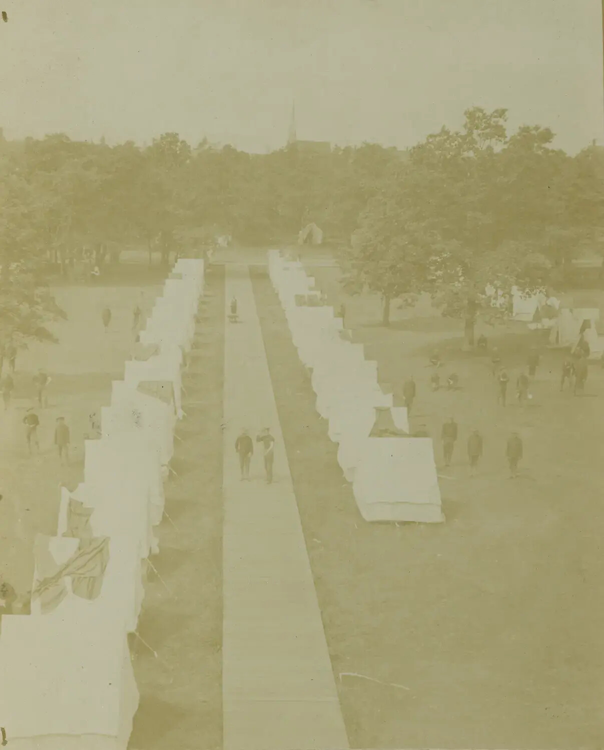 Aerial View of a Military Tent Encampment, U.S. Mobilization Camp, c. 1898