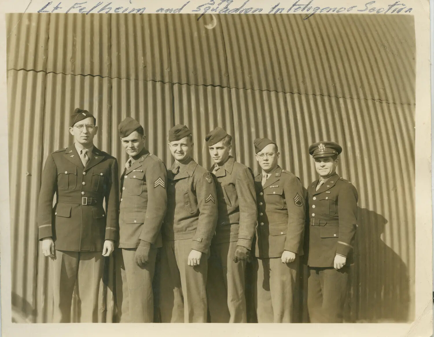 Lt. Felheim and Squadron Intelligence Section Personnel, USAAF Airfield, WWII