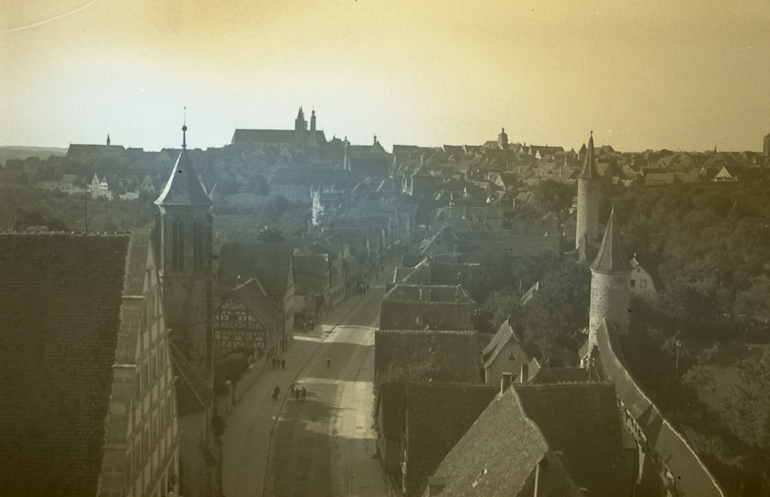Panoramic View of a Historic Walled German Town from an Elevated Vantage Point