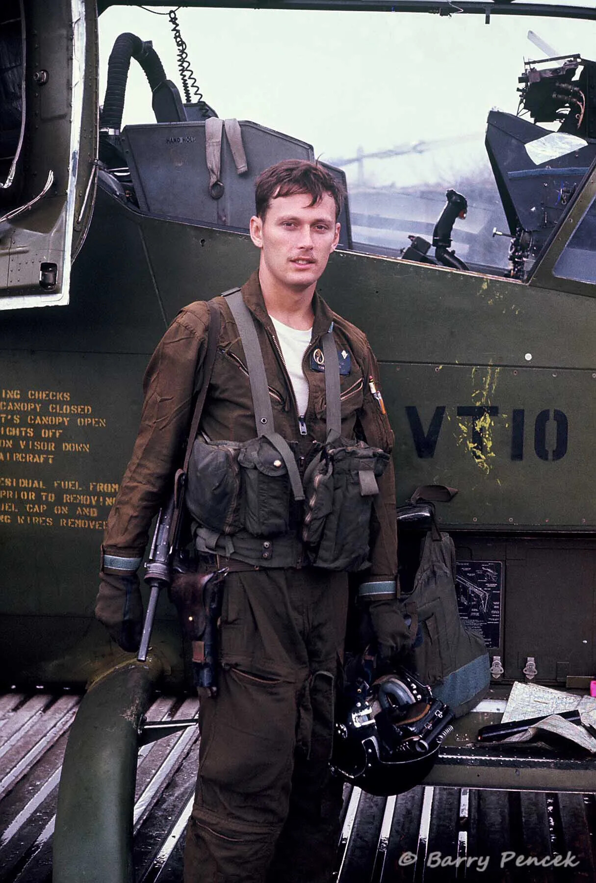 A-1 Skyraider Pilot in Flight Gear Beside Aircraft 'VT10', Barry Pencek Collection
