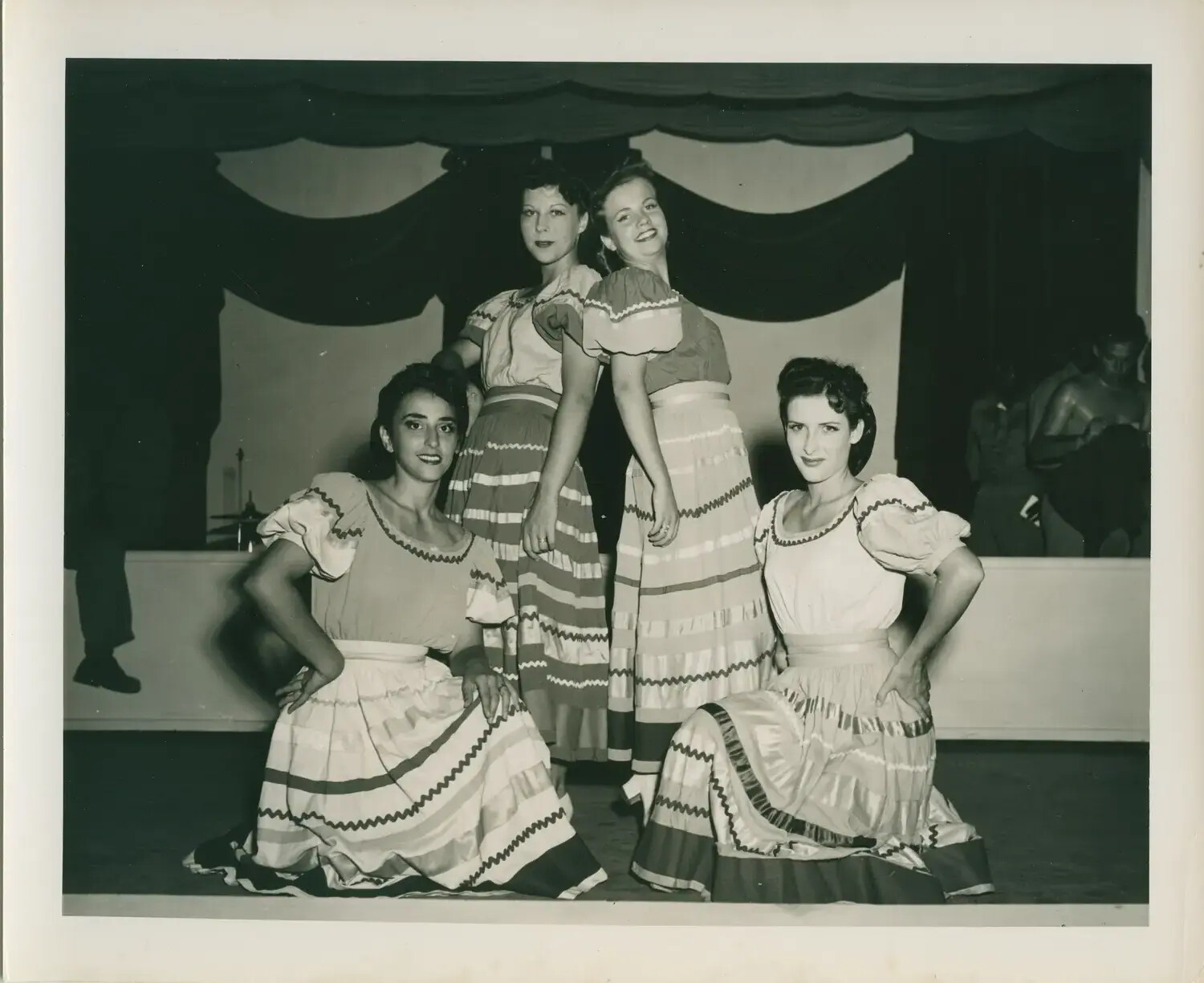 Costumed Dance/Performance Troupe on Stage, WWII-Era Entertainment Photograph
