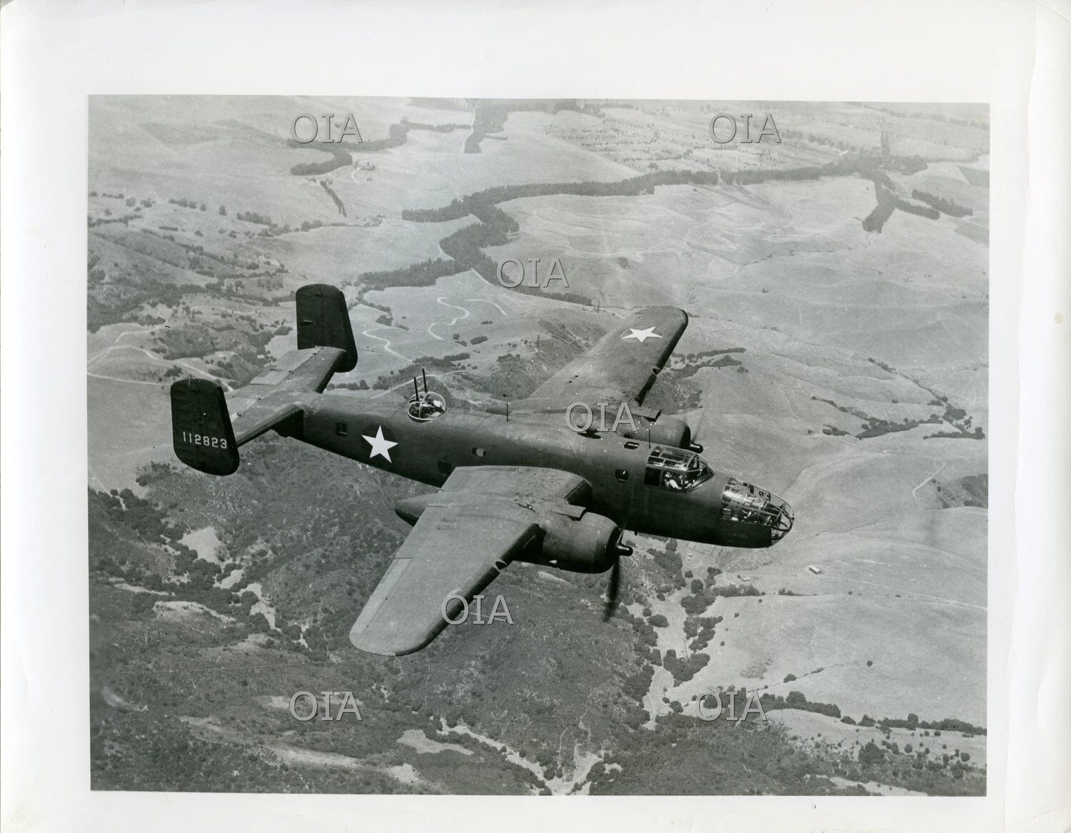North American B-25 Mitchell Medium Bomber in Flight, WWII-Era Training/Publicity Photograph