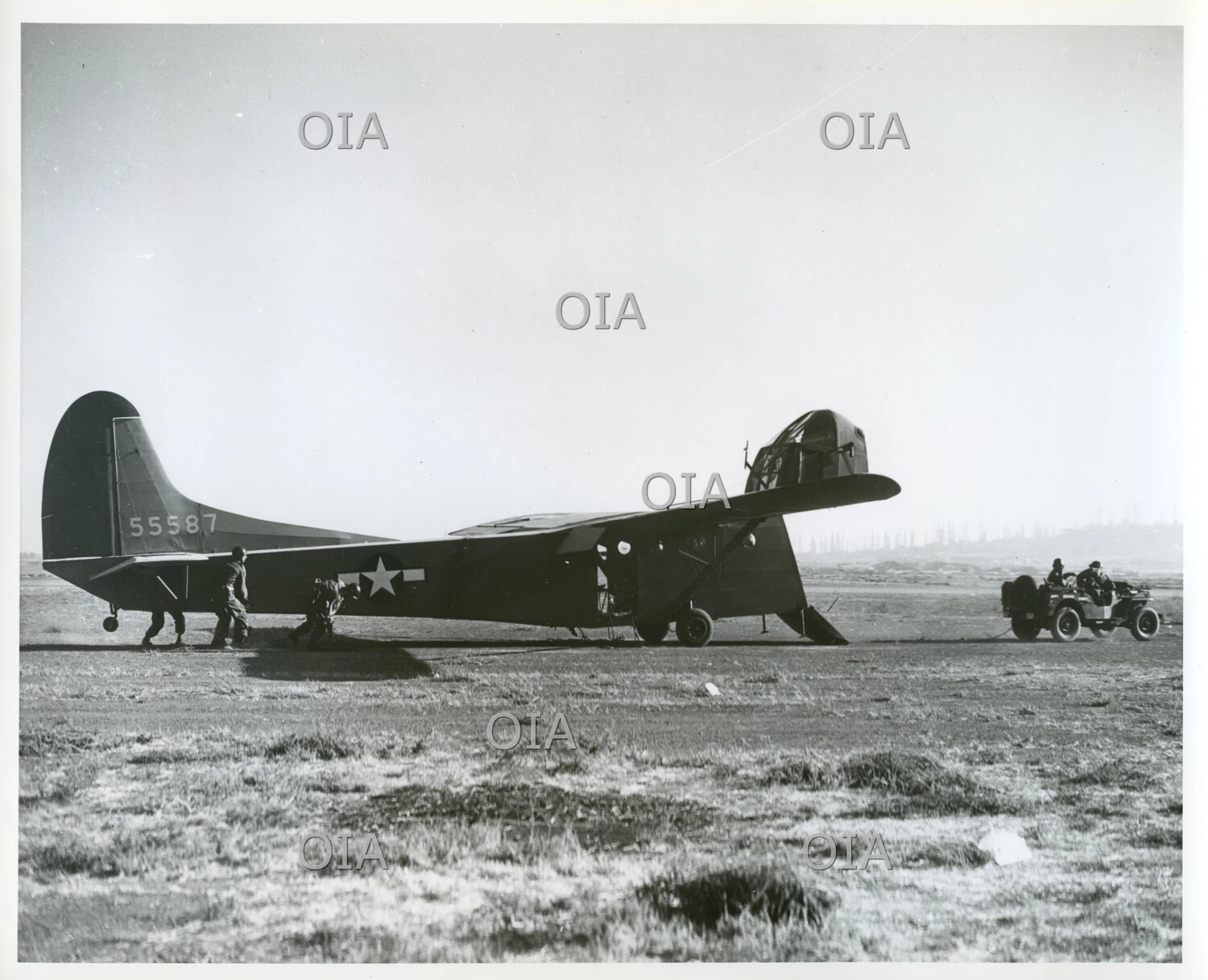 Waco CG-4A Combat Glider on Airfield, Tail Number 55587