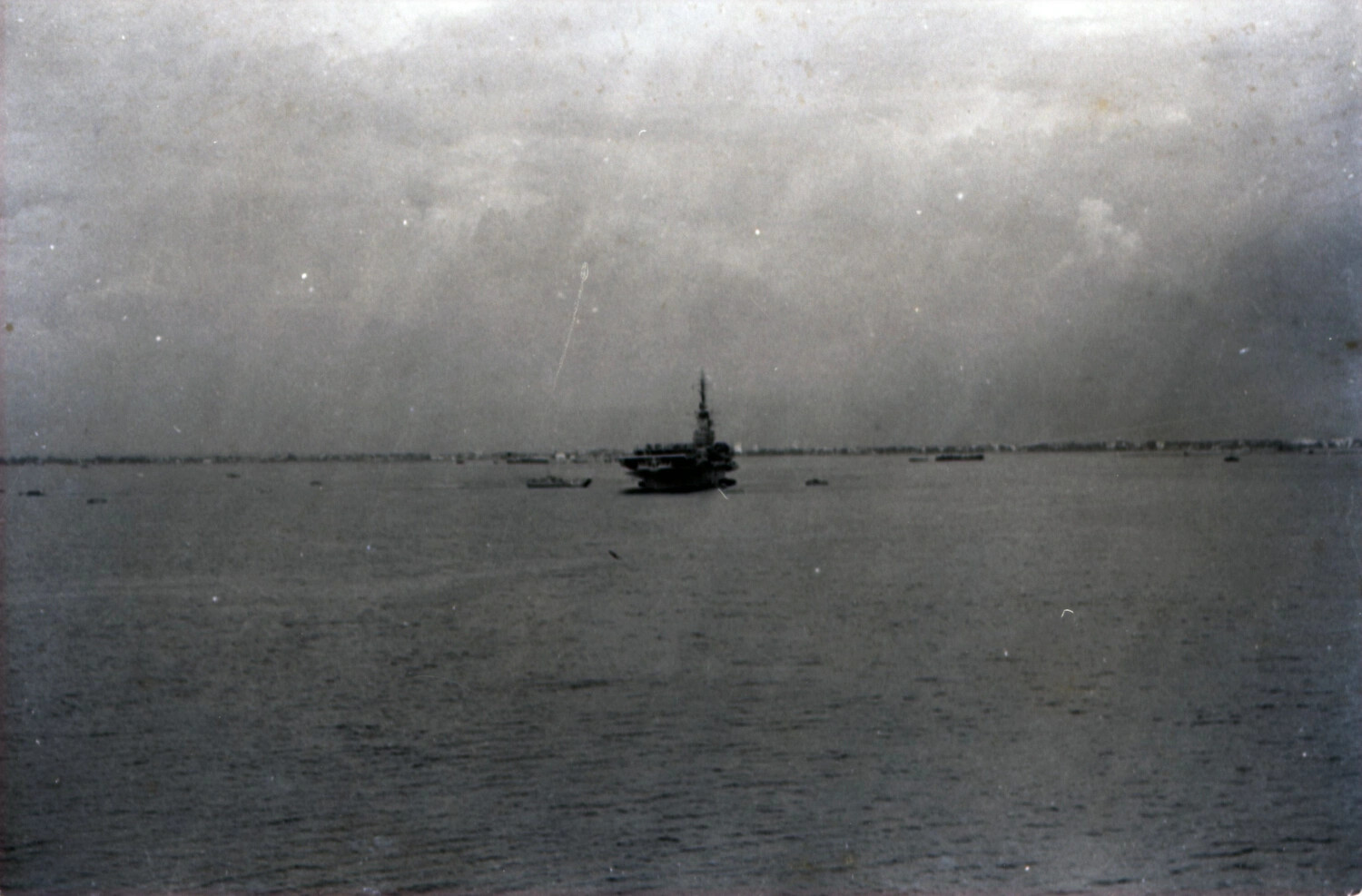 USS Yorktown at Anchor in Harbor, Distant View, 35mm Color Slide
