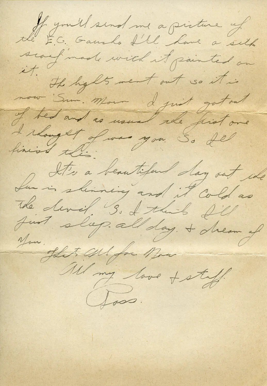 Handwritten Personal Letter from 'Ross,' WWII-Era Correspondence -- Moon Sammiet Collection