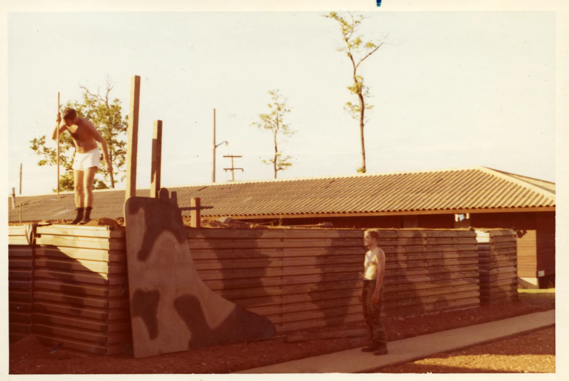U.S. Airmen Constructing a Revetment Wall, Nakhon Phanom RTAFB, Thailand