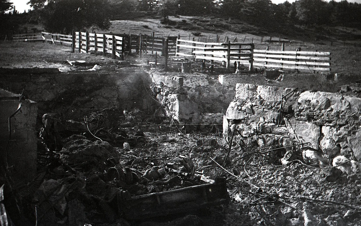 Collapsed Stone Structure and Debris at a Stateside Dairy Farm