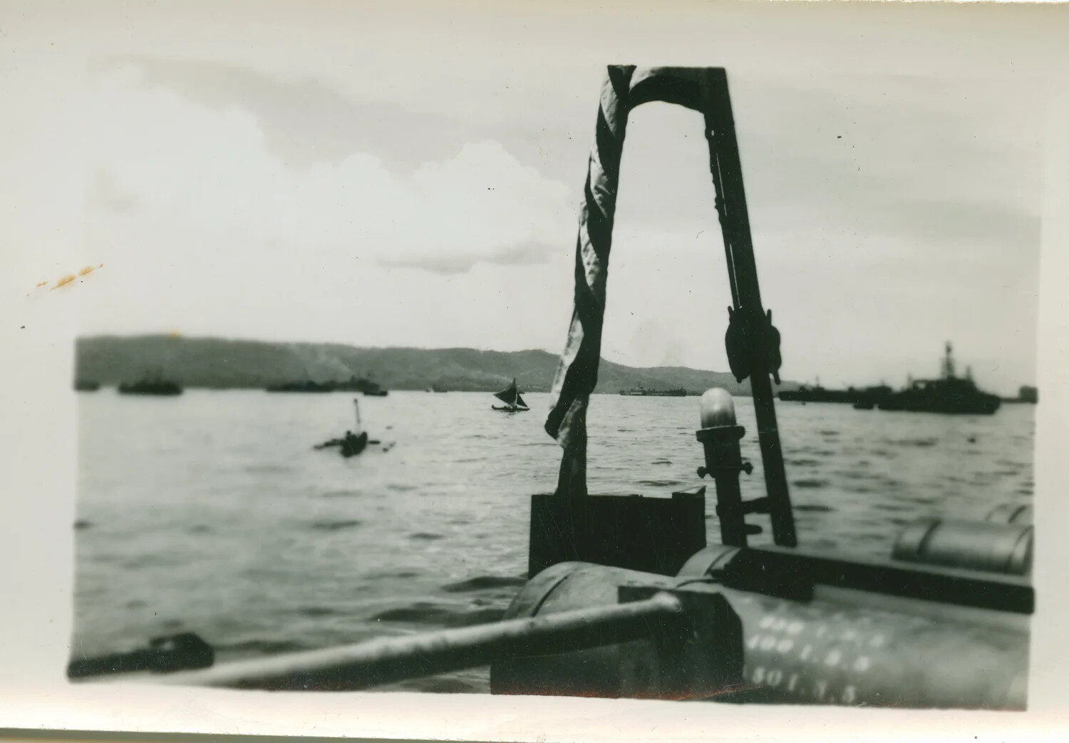 Native Bumboats Near the Fantail, Leyte Gulf — WWII Pacific Collection