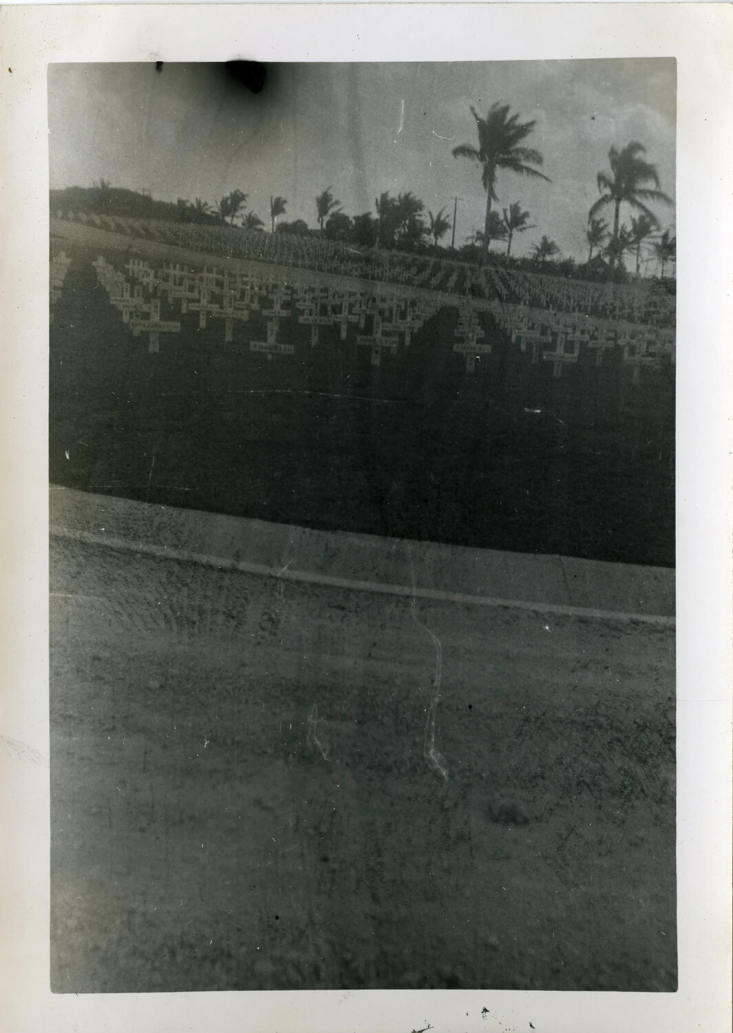 Wartime American Military Cemetery, Rows of Wooden Crosses — Guam, WWII (VR-6 Squadron Album)
