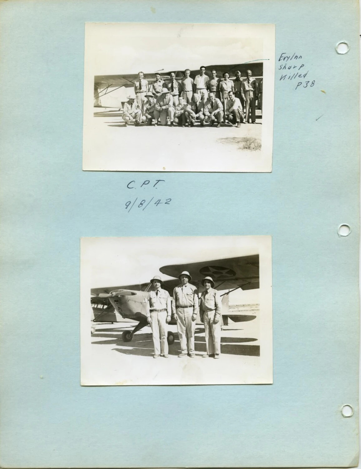 Civilian Pilot Training Class Group Photo and Liaison Aircraft, September 1942