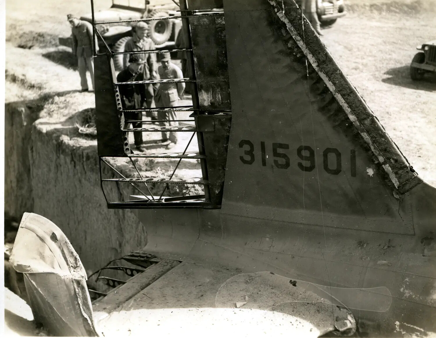 Wrecked Aircraft Tail Section with Stenciled Serial '315901', China-Burma-India Theater, WWII