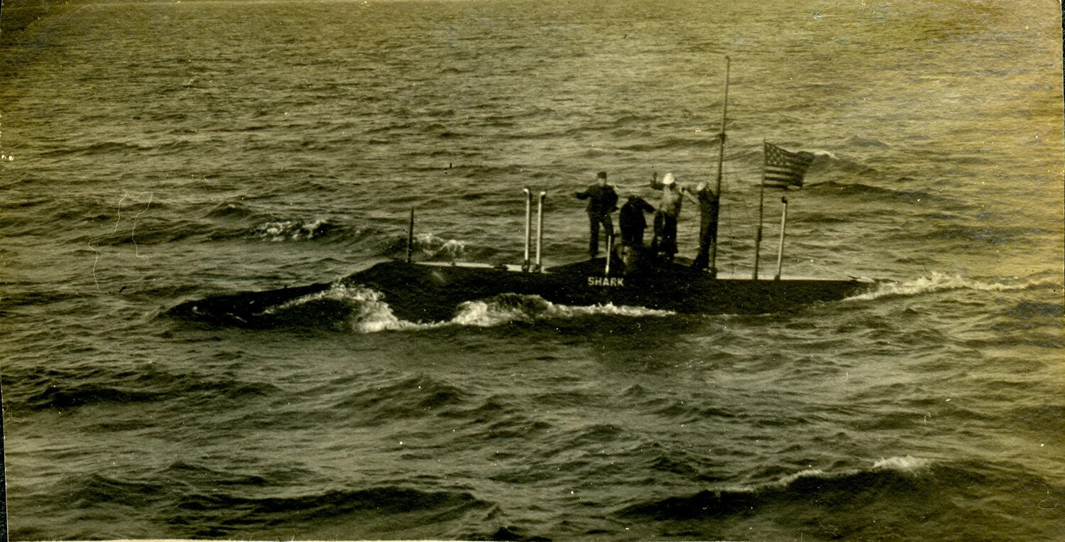 USS Submarine 'Shark' Running on the Surface - USS Columbia Photograph Album, c. 1900s-1910s