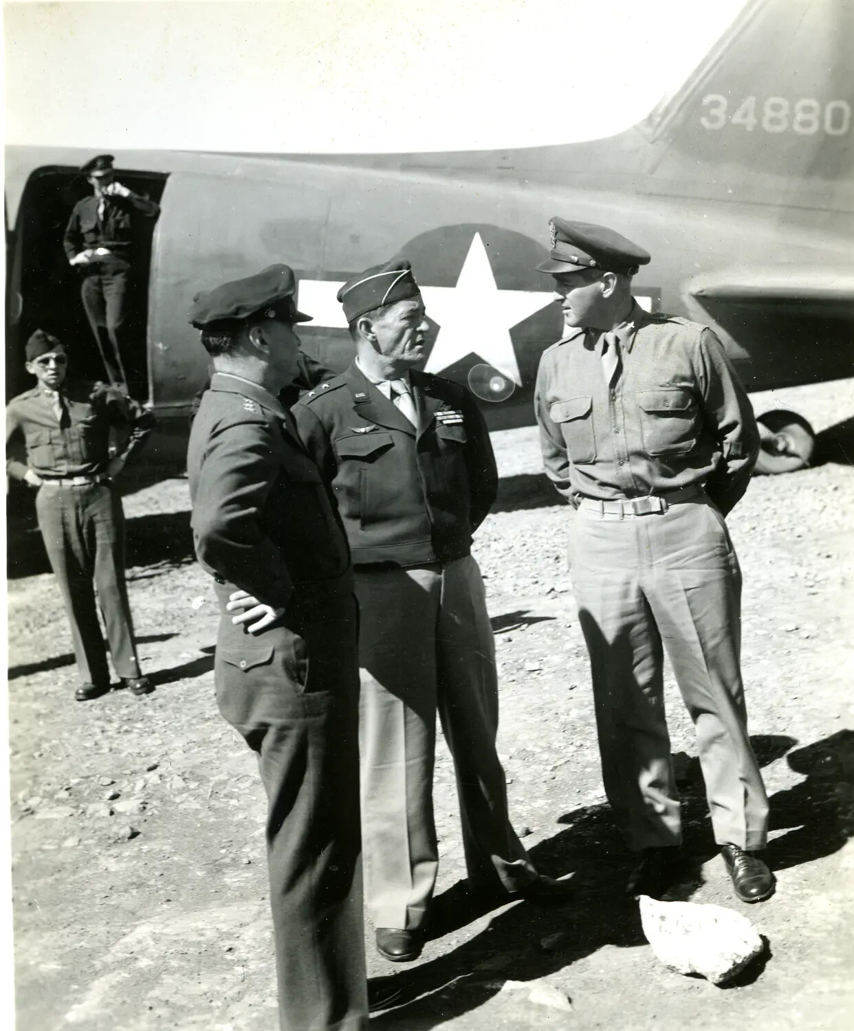 Senior U.S. Army Officers Conferring on Airfield, China-Burma-India Theater, WWII