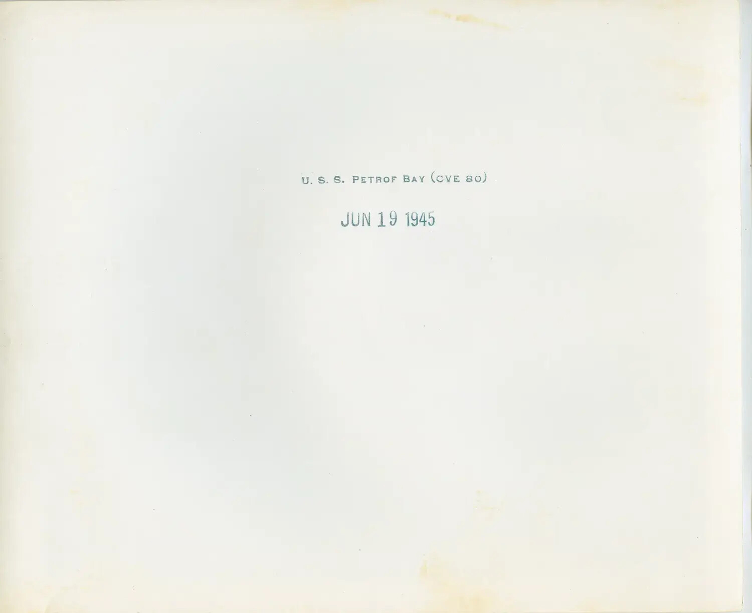 Caption Sheet: U.S.S. Petrof Bay (CVE-80), Dated June 19, 1945