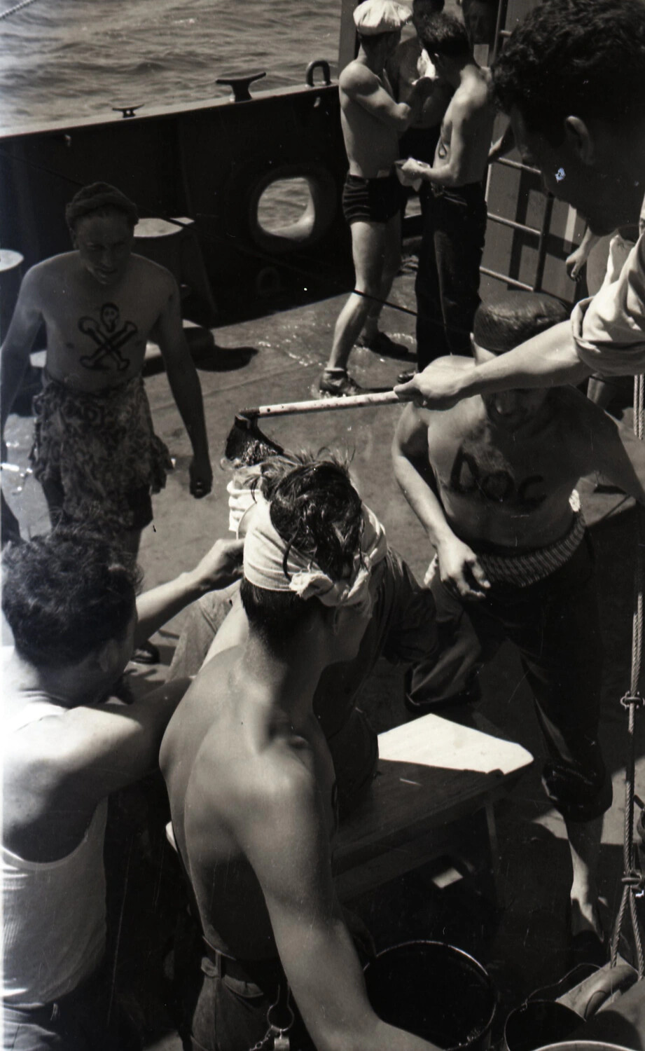 Sailors During a 'Crossing the Line' Equator Initiation Ceremony, WWII-Era