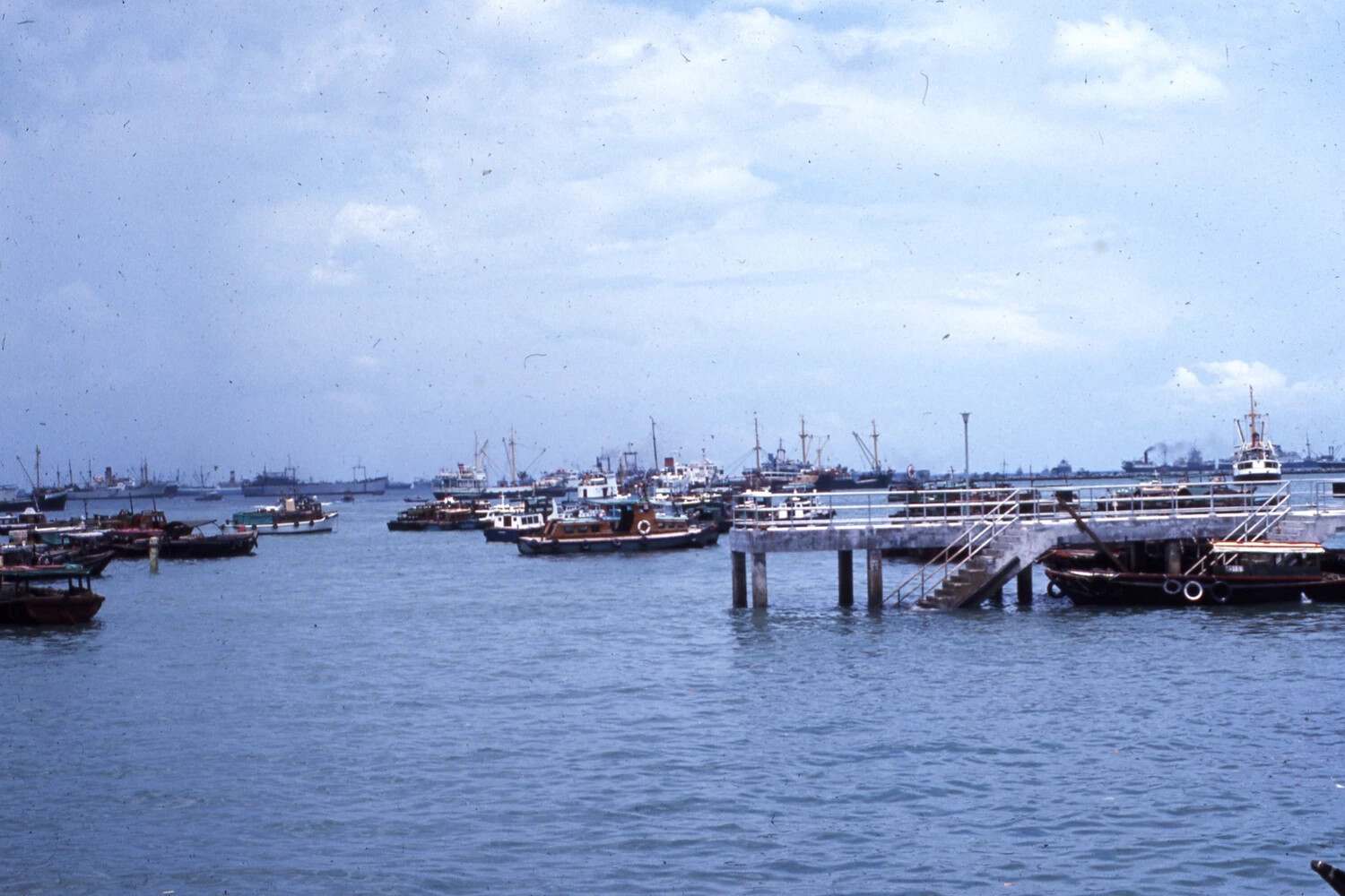 Harbor Pier and Anchored Vessels, Likely Hong Kong, Vietnam War Era