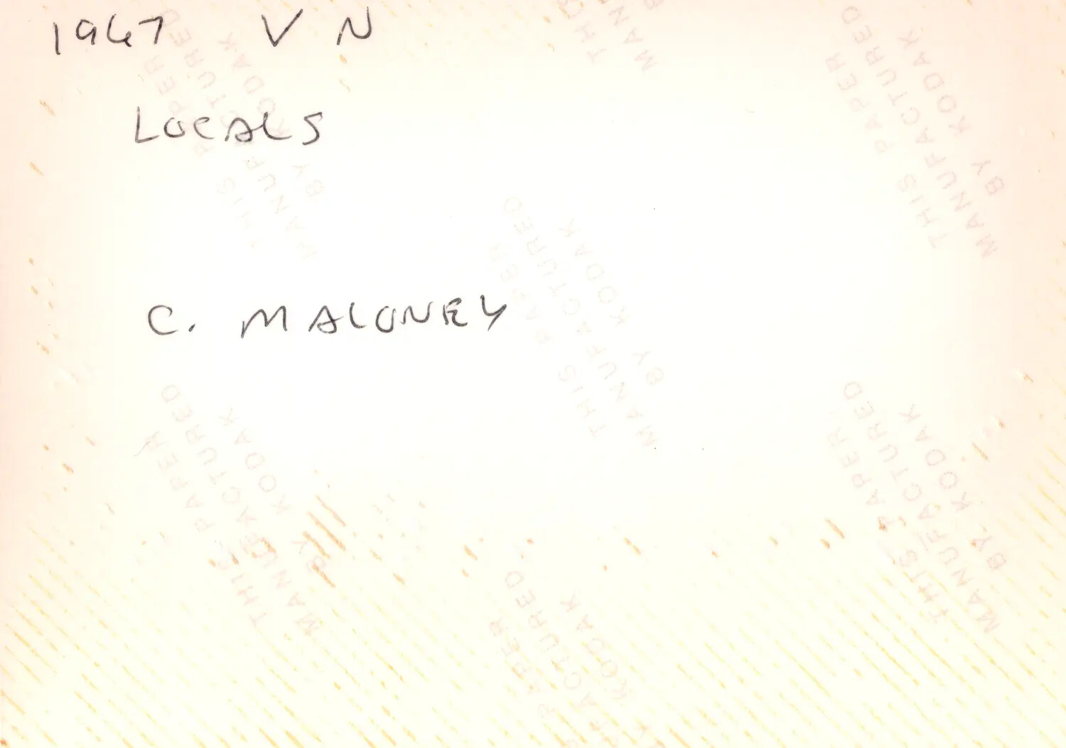 Verso Annotation, 1967 Vietnam Photograph -- 'Locals, C. Maloney'