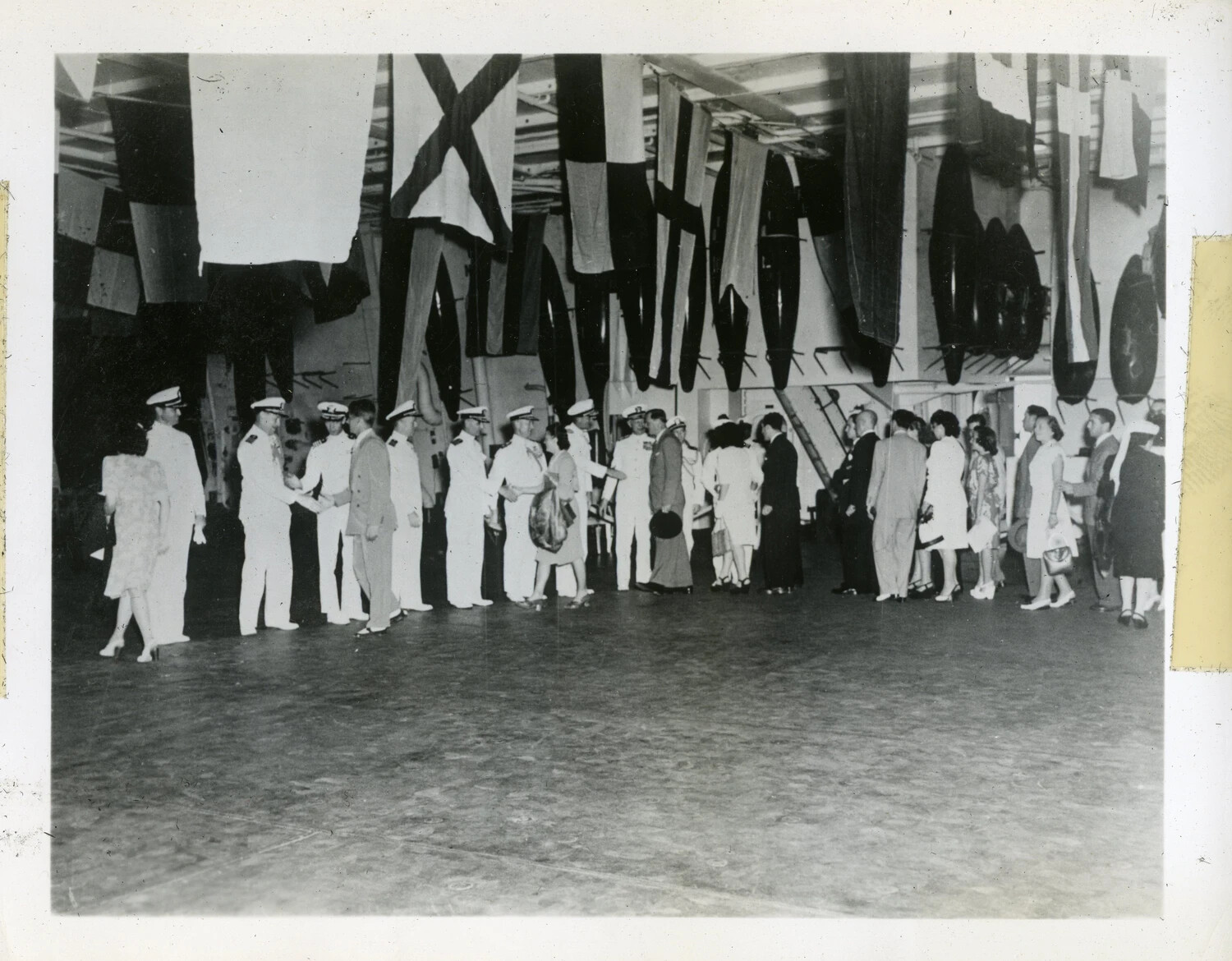 Receiving Line on Hangar Deck, USS Franklin D. Roosevelt (CVB-42), Circa Mid-1960s