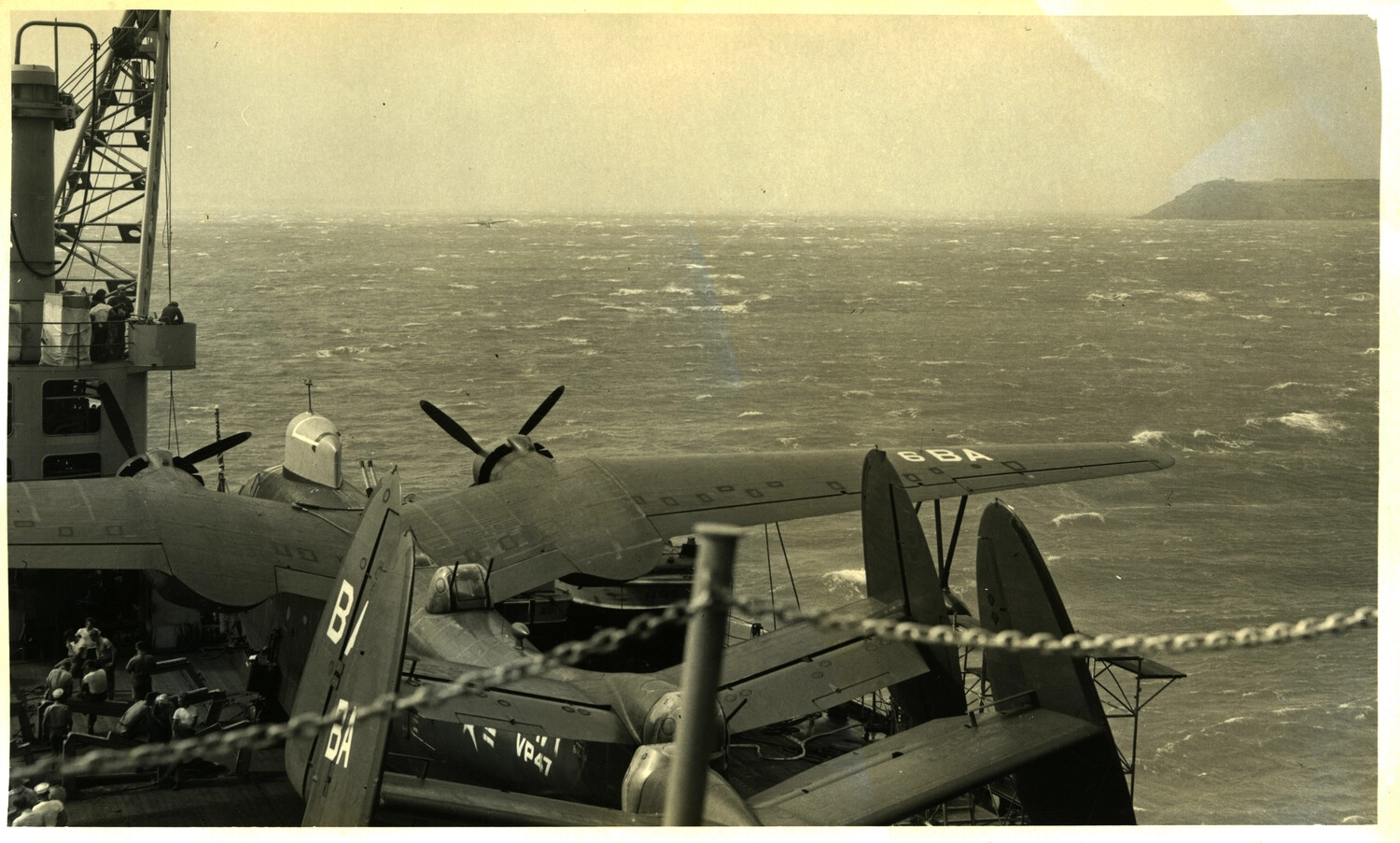 Martin PBM-5 Mariner Flying Boat Aboard a Navy Seaplane Tender, Korean War Era