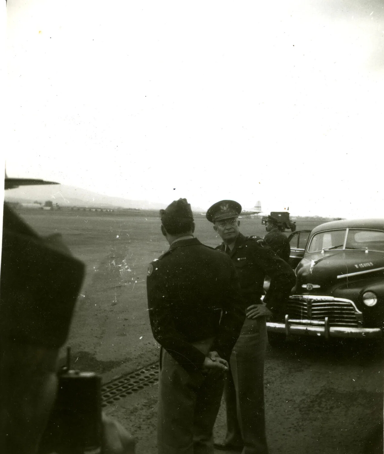 Officers on Airfield Tarmac, Possibly Keesler Field, 1946