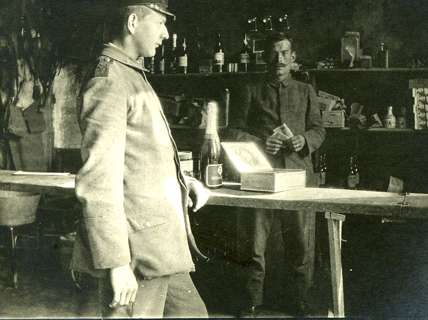 German Soldiers at a Military Canteen Counter, WWI