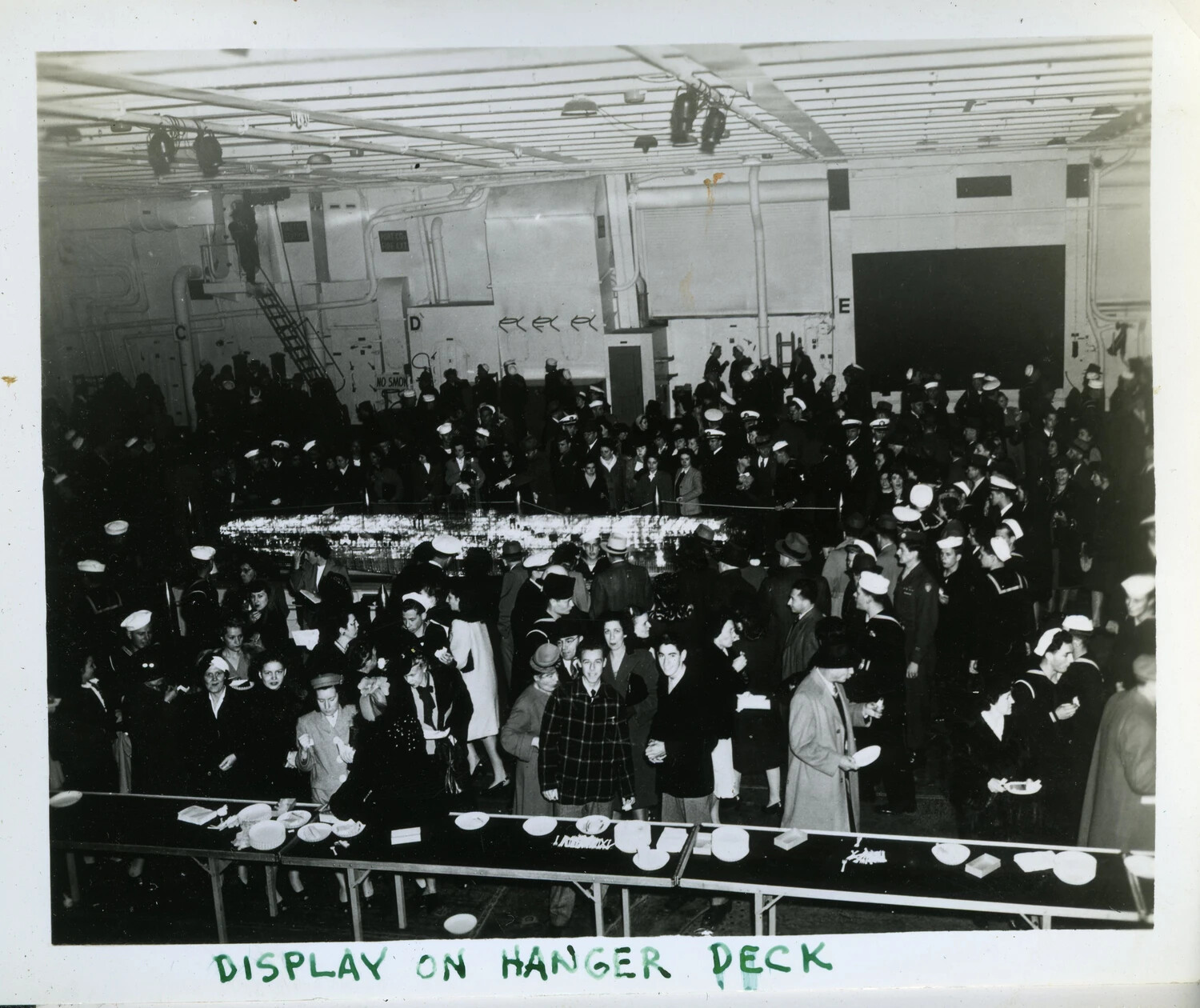 Reception Crowd on Hangar Deck, USS Franklin D. Roosevelt (CVB-42), circa 1945-1946