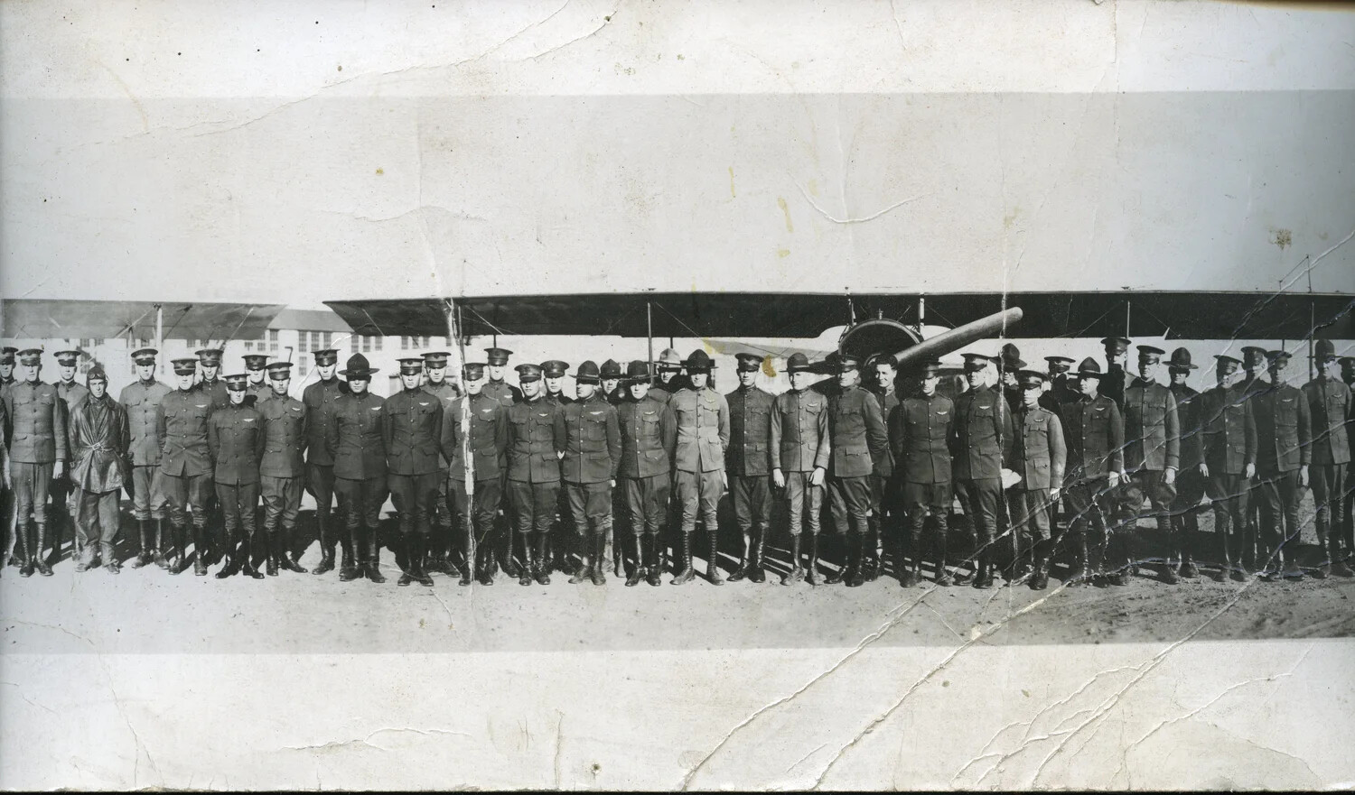 U.S. Army Air Service Formation with Trainer Aircraft and Barracks, Mather Field, California, 1918