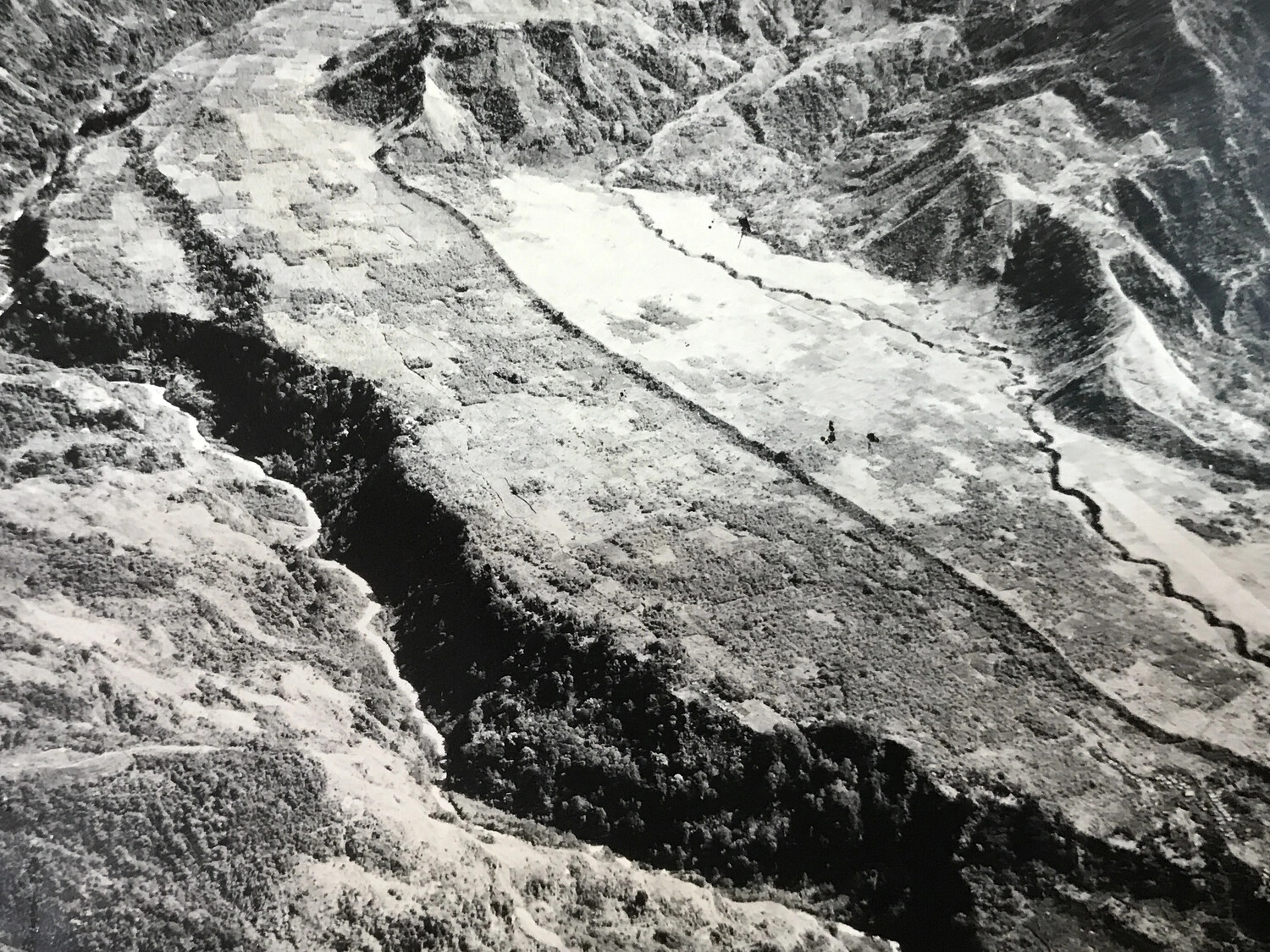 Aerial Photograph of Cultivated Highland Valley and Winding River, New Guinea