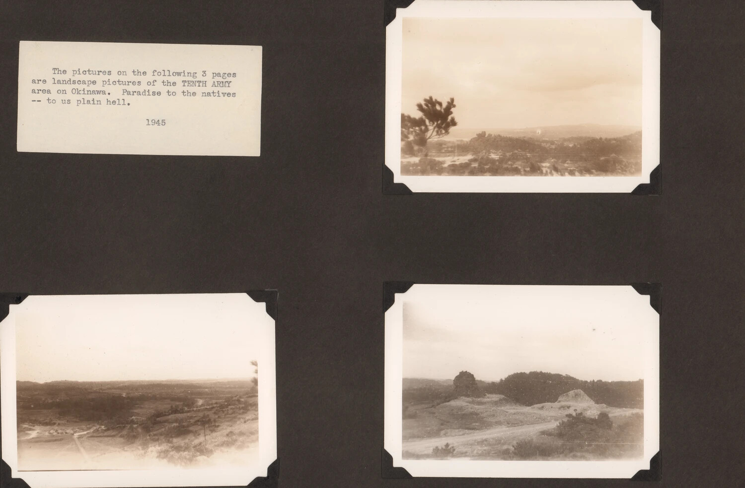 WWII Photo Album Page - Tenth Army Area, Okinawa, 1945