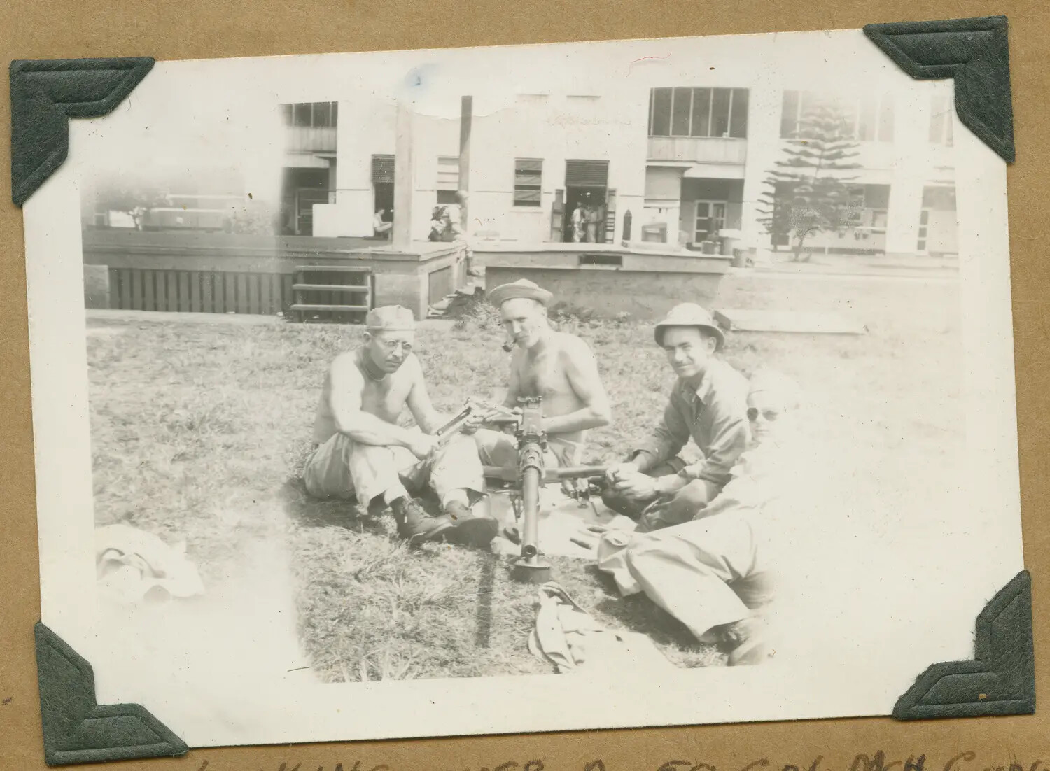 Soldiers Examining a Browning .50 Caliber Machine Gun, Schofield Barracks, Oahu, Hawaii, c. 1941–1943